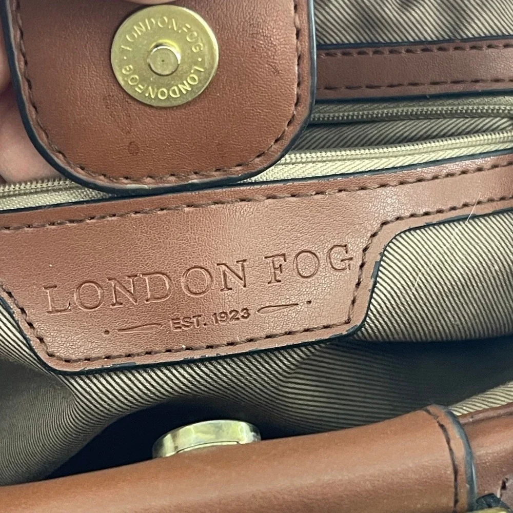 Horsebit Satchel Bag Brown Leather Crossbody‎ Equestrian Classic London Fog